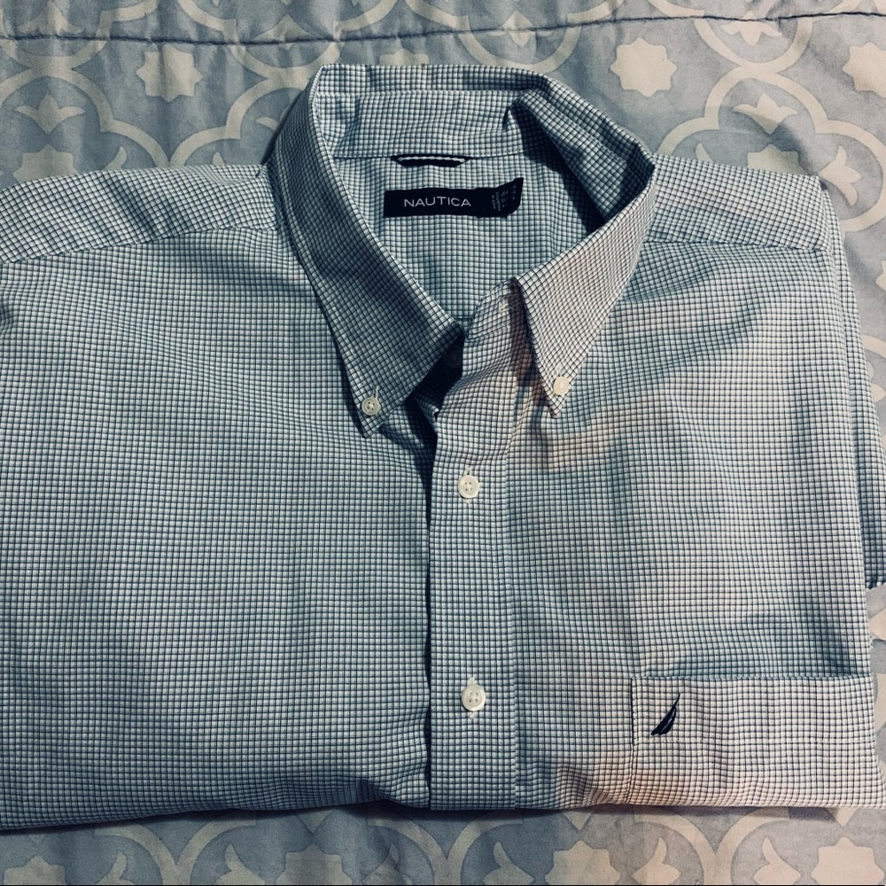 Mens Nautica short sleeve button down2XL light/navy blue
